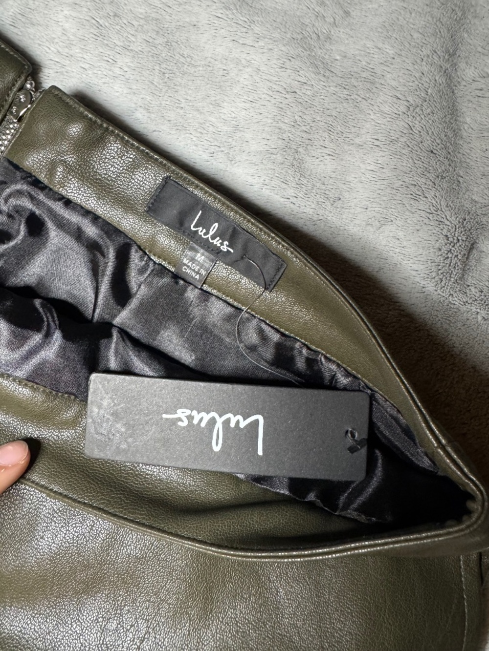 Lulus green leather skirt